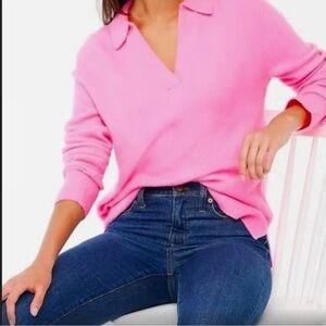 J Crew soft polo pink sweater size Large
